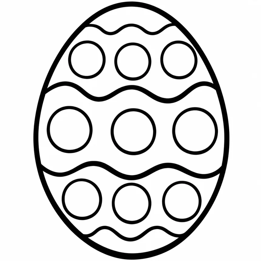 Coloriage d'un très gros œuf de Pâques avec quelques rayures et points simples à colorier