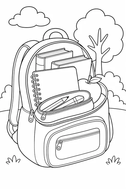Coloriage de Le cartable ouvert à imprimer