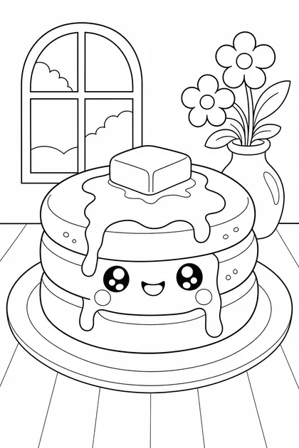 Coloriage de Les crêpes kawaii à imprimer