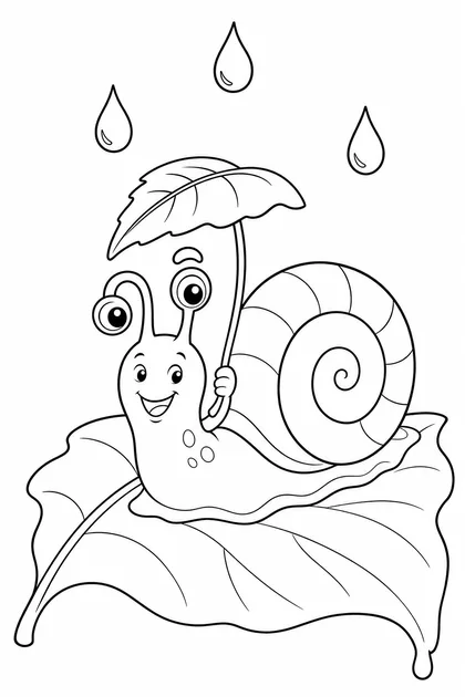 Coloriage de L'escargot sous la pluie à imprimer