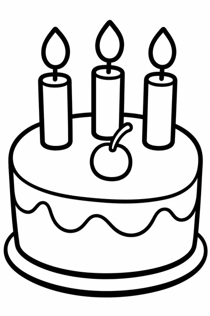 Coloriage de Le gâteau des 3 ans à imprimer