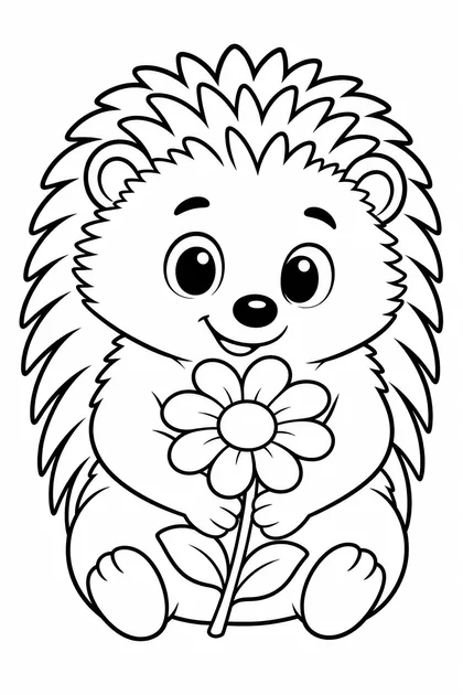 Coloriage de Le hérisson à la fleur à imprimer