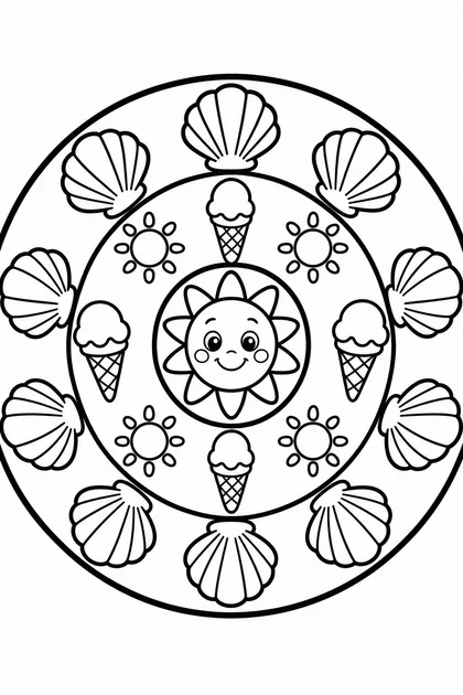 Coloriage de Mandala d'été à imprimer