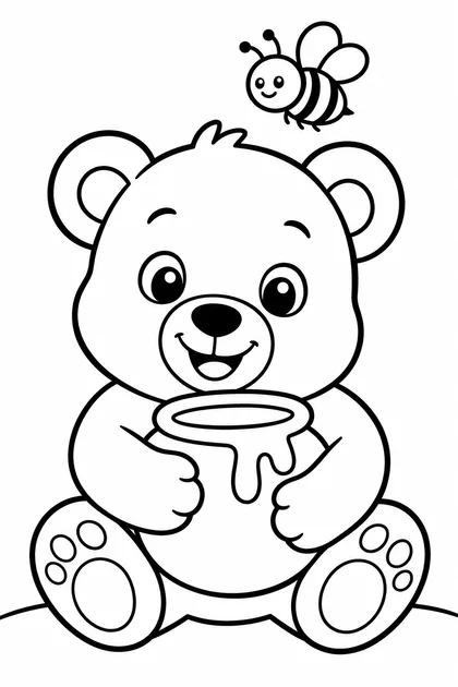 Coloriage de L'ourson au miel à imprimer