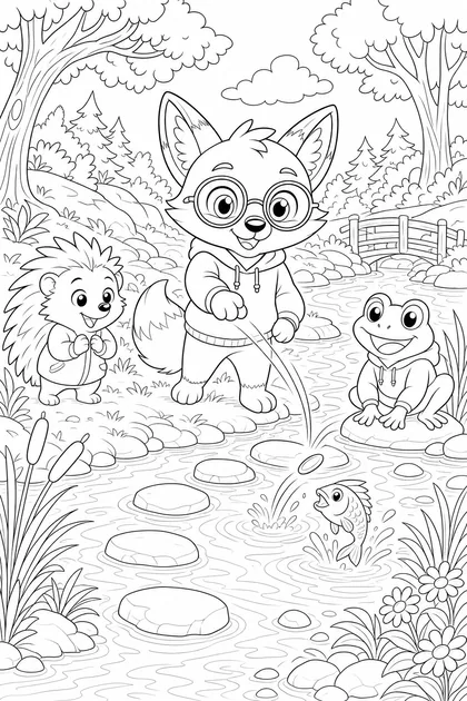 Coloriage de Au bord de la rivière à imprimer