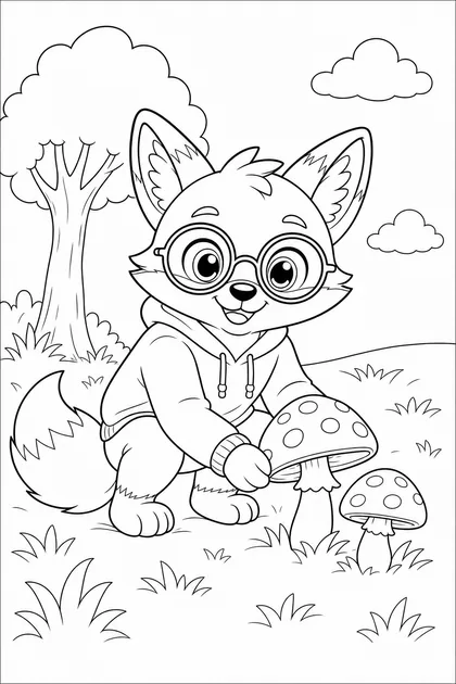 Coloriage de Ren et les champignons à imprimer