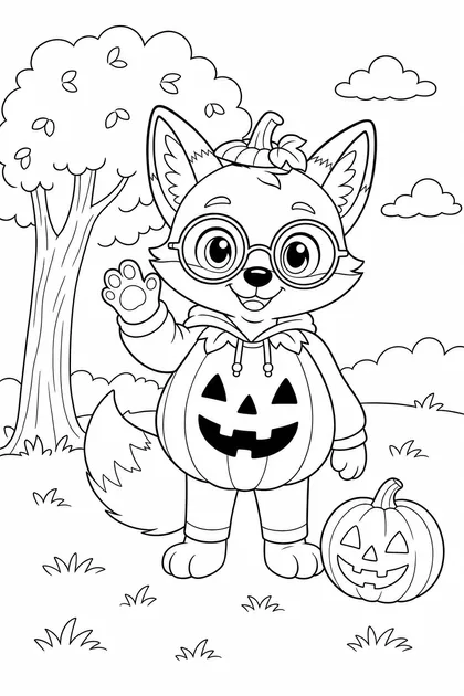 Coloriage de Ren en citrouille à imprimer