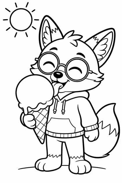 Coloriage de Ren et sa glace à imprimer