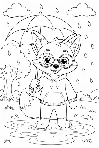 Coloriage de Ren sous la pluie à imprimer