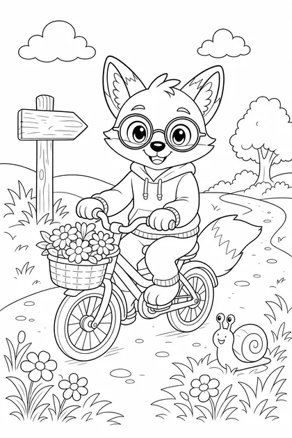 Coloriage de Ren à vélo à imprimer