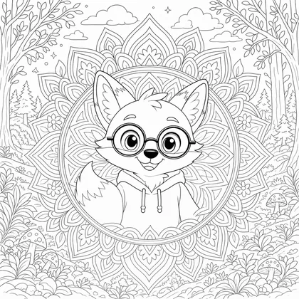 Coloriage de Mandala renard à imprimer